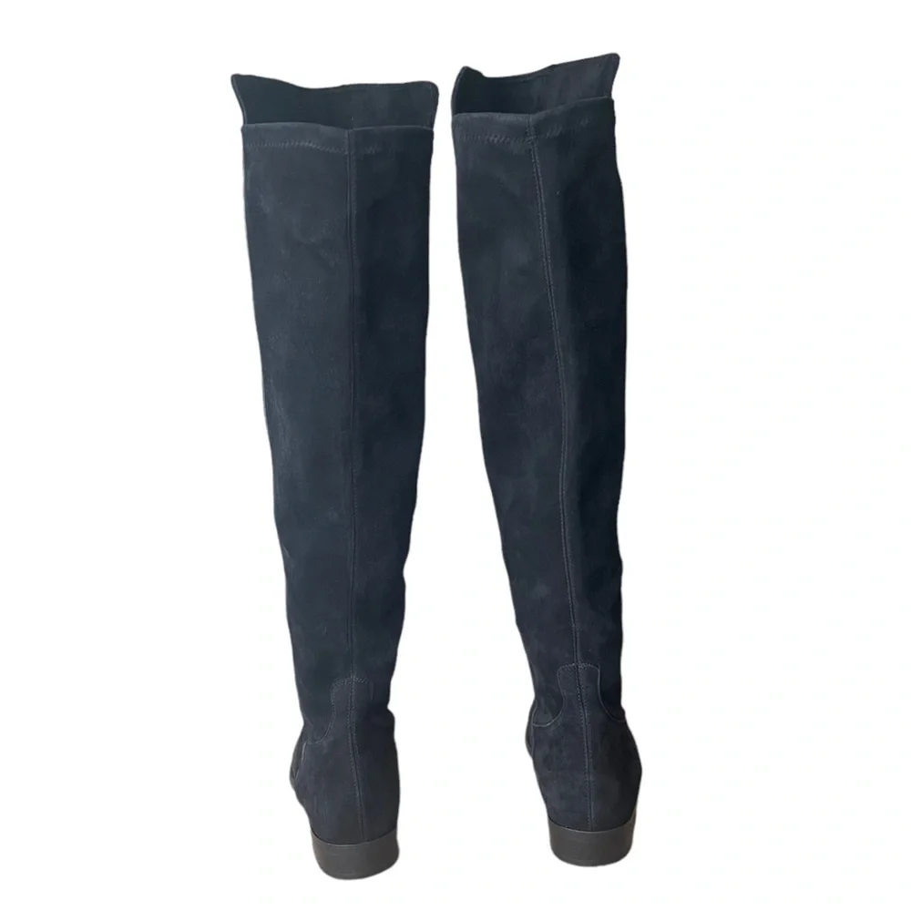 Ann Mashburn Suede Knee-High Pull on Boots in Black